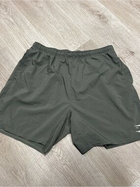 Gymshark Sport Stripe Shorts Mens XXL Green 7" Inseam Lightweight